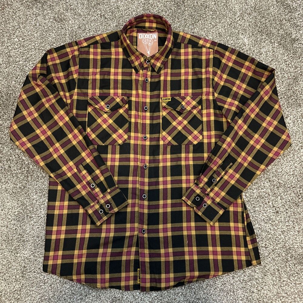 Dixxon Flannel Company Shirt Mens 2XLT Brown Red 22 Jump Button Up Biker Pocket